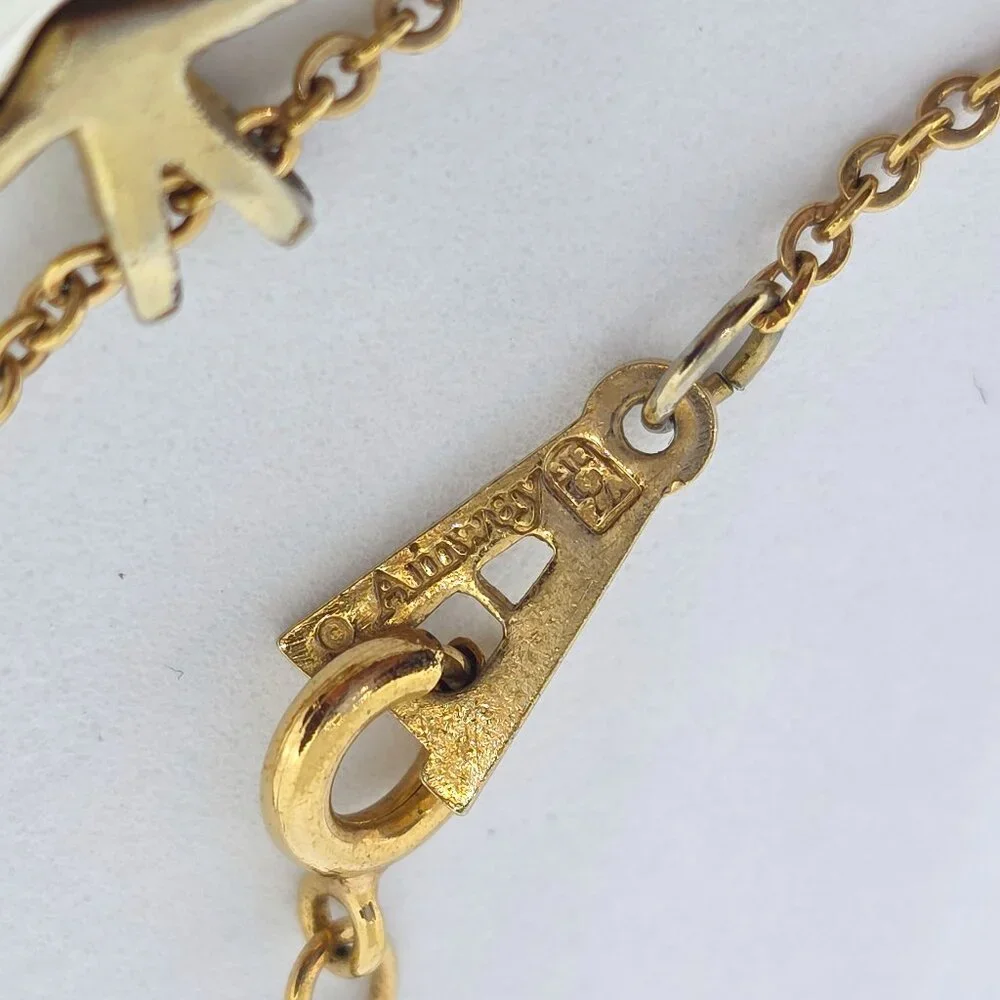 Vintage Reed & Barton Damascene Floral Heart Pendant with Amway GF 16' Chain